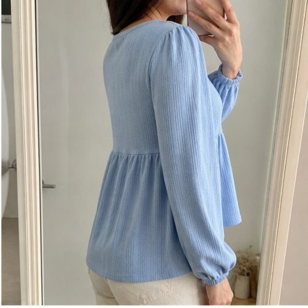 Blue Peplum Top - Picture 3 of 6